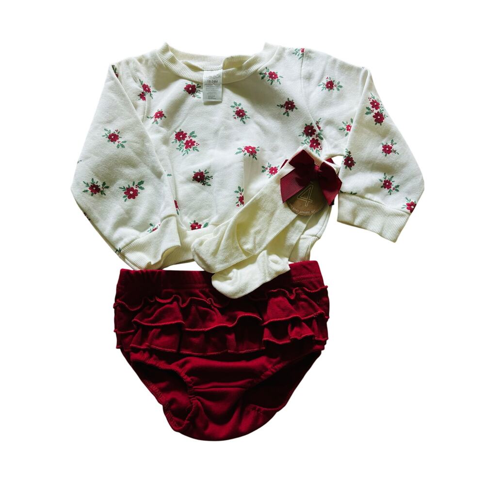 Lila and Jack 3 piece Christmas Set (sweater, bloomers, socks) 18-24 months NWT